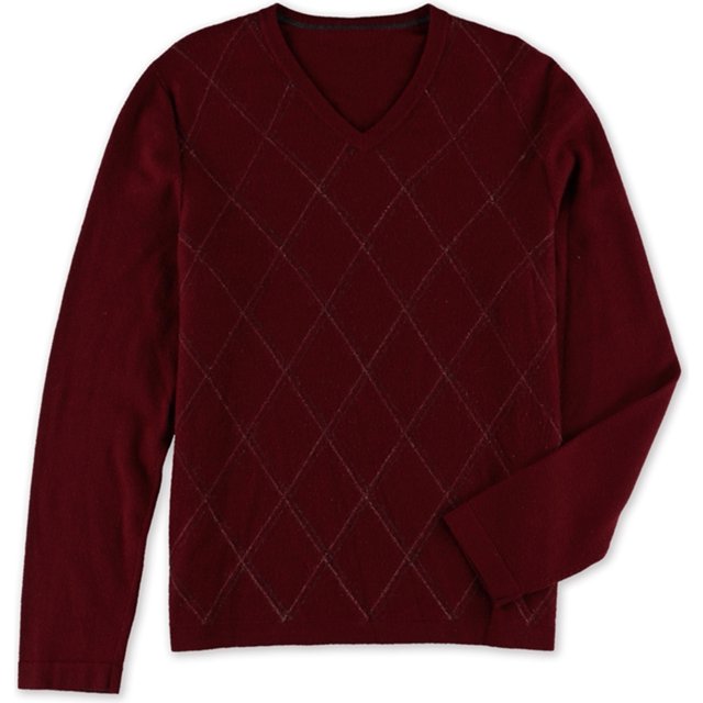 Suéter Alfani con cuello en V Argyle para hombre rojo pequeño