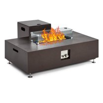 CazToi 48" Outdoor Propane Fire Pit Table, 50000 BTU with Wind Guard & Waterproof Cover, Complete Set for Patio & Backyard