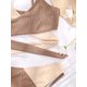thumbnail image 4 of Conjunto de bikini cruzado sexy para mujer, traje de baño de 2 piezas con parte superior con lazo en la espalda y bloques de colores cruzados, 4 of 5