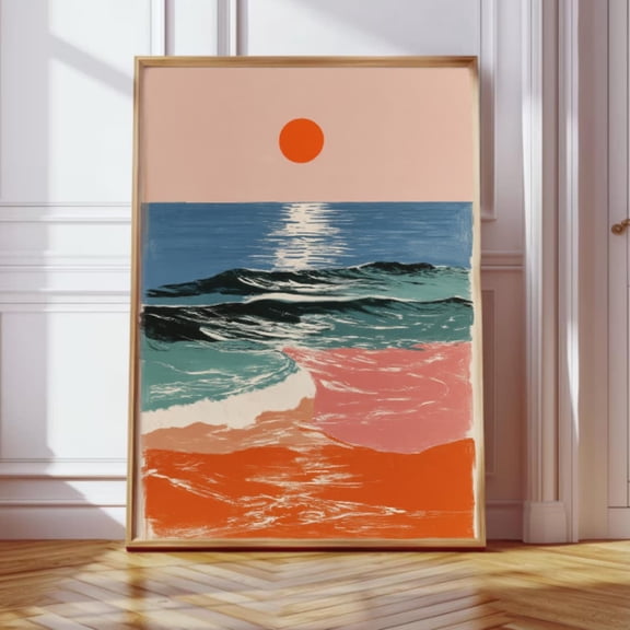 Abstract Coastal Sunset Poster Wabi Sabi Zen Art Home Decor Wall Art, Unframed Poster Size 8x12 F03.1.21l601