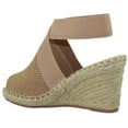 thumbnail image 3 of Delicious Women High Heels Wedges Elastic Anke Strap open Peep Toe Small Platform Espadrilles Trim BROOM-S Beige Nude Camel 9, 3 of 3