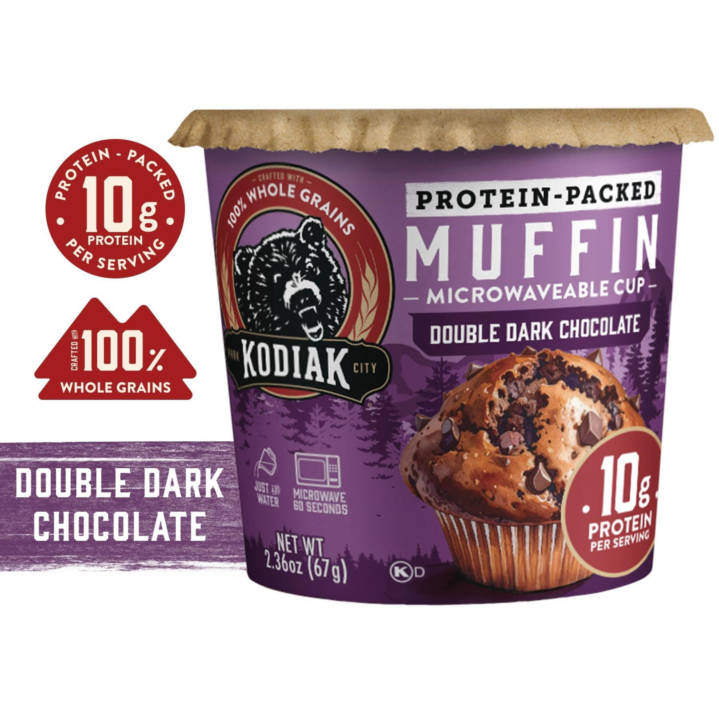 (4 pack) Kodiak Protein-Packed Double Dark Chocolate Muffin Power Cup, 2.36 oz