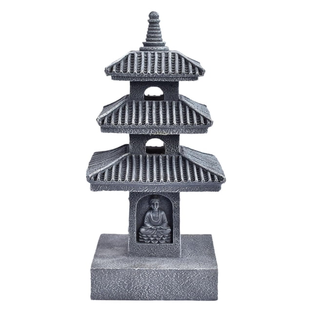 Escultura de linterna de pagoda de resina para decoración de jardín al aire libre, grande, moderna y ornamental. Gris oscuro