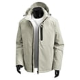 thumbnail image 3 of Men's Windbreaker Jacket Heavyweight Winter Outdoor Hooded Sport Coat with Zipper Pockets Windproof Outerwear (L, Beige), 3 of 4