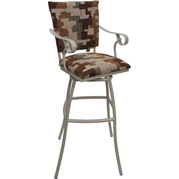 Aluminum Outdoor Indoor Bar Stool 30" Seat-Jenna PBArms-CTerracotta Fabric-Beige