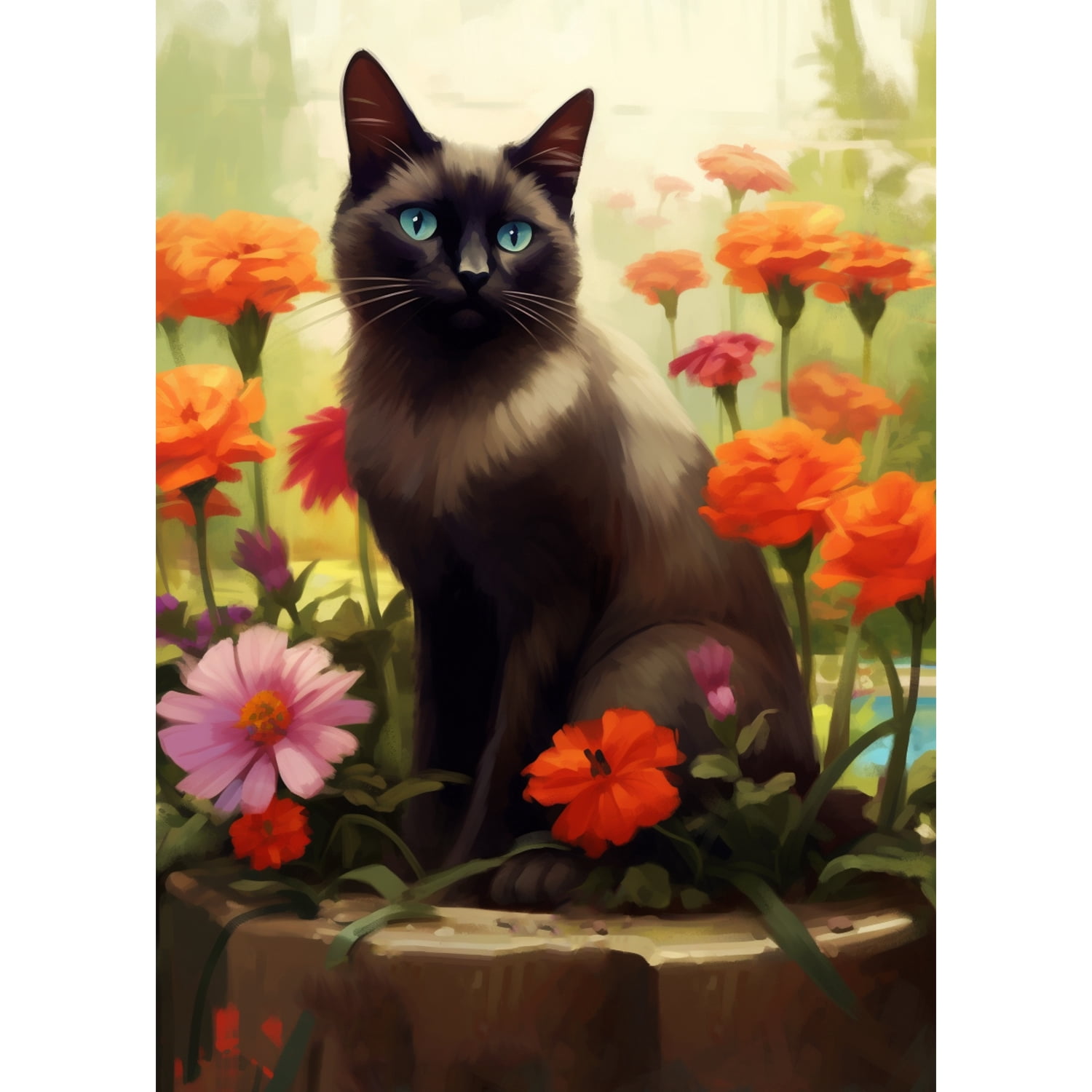 America Forever Spring Black Cat House Flag 28 x 40 inch Double Sided Kitty Daisies Floral Spring House Flag for Outdoor Cat Flag Yard Decoration