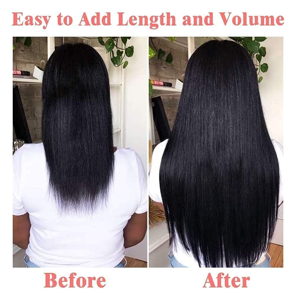 Straight Human Hair Clip in Hair Extensions Brazilian Remy Human Hair Extension for Women 8pcs Per Set with 18 Clips Double Weft Clip in Extensions