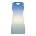 thumbnail image 5 of qucoqpe Womens Summer Sleeveless Tank Dress V Neck Side Slit Gradient Color Sundress Casual Loose Vacation Mini Dress, 5 of 7