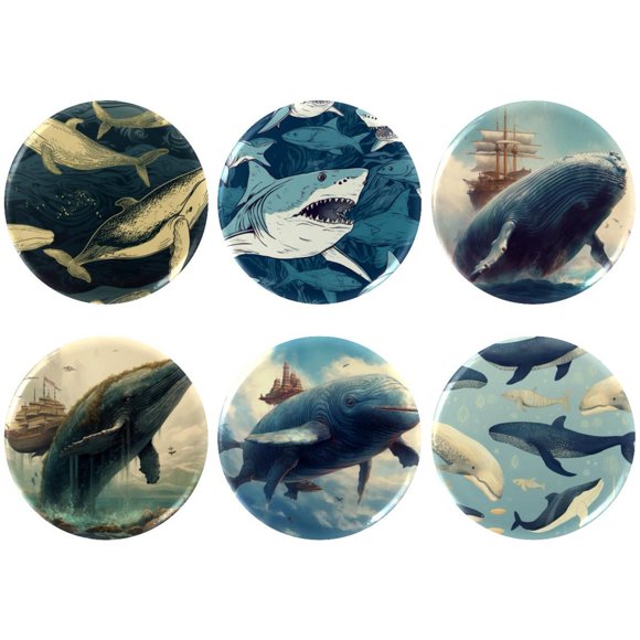 Shark Badges with Pins for Backpacks Parties Ties Hats Corporate Events Personalized Custom Photo Text Logo Button
