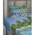 thumbnail image 2 of Ambesonne Island Fitted & Top Sheet Set with Sham, Aquatic World Maldives, Multicolor, 2 of 4