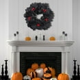 thumbnail image 2 of Btomtd Diameter 18" Artificial Pumpkin Maple Leaf Wreath Thanksgiving Halloween Wall Door Hanging Garland Decor Fall Decoration, Black, 2 of 6