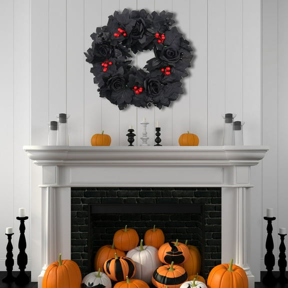 Under $1 GFHFHITJ Thanksgiving Wreath Artificial Marple Leaf Fall Wreath for Front Door Large Autumn Wreath for Outside Wall Porch Harvest Thanksgiving Day Celebration