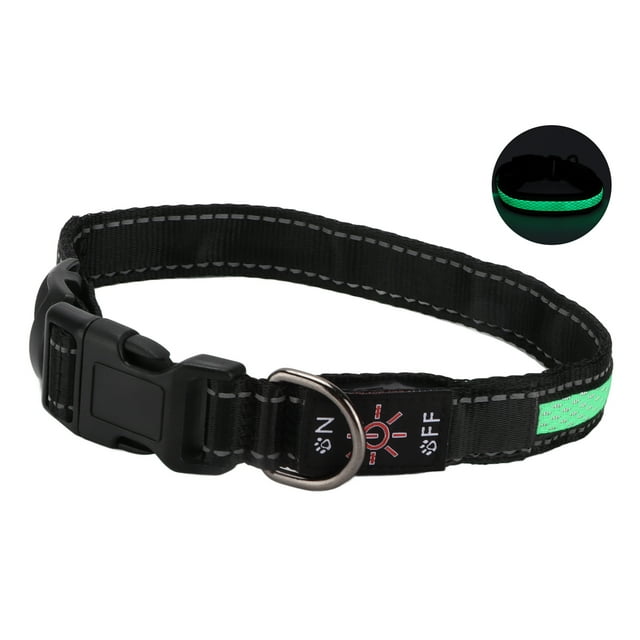 Dog Luminous Collar, Metal Clip Dog LED Collar Polyester Material USB Charging With USB Cable For Outdoor Red,Green,Blue
