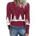 thumbnail image 4 of Christmas Graphic T-Shirt for Women Long Sleeve - Soft Slim Fit Crewneck Top, Cute Holiday Print Casual Tee, 4 of 7