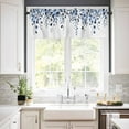 thumbnail image 3 of Navy Blue Eucalyptus Leaves Kitchen Curtain Set, Watercolor Summer Botanical Window Valance and Tiers 36" Length, Light Filtering Short Curtains Valance for Cafe Bathroom Bedroom 54"x18", 3 of 7