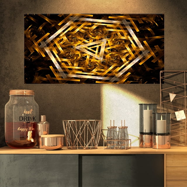 Fractal 3D Hexagone Jaunâtre - Impression sur Toile Contemporaine