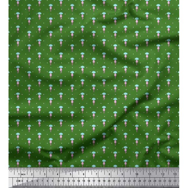 Soimoi Poly Georgette Fabric Dot & Floral Artistic Print Sewing Fabric Yard 42 Inch Wide