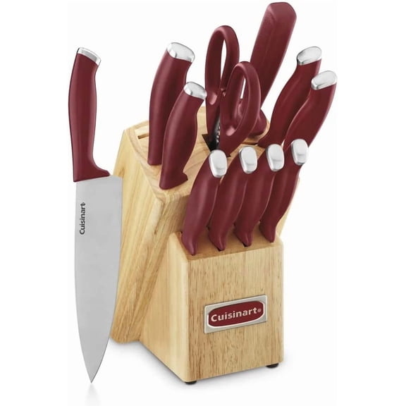 Cuisinart C77SSR-12P Color Pro Collection 12 Piece Knife Block Set, Red