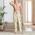 thumbnail image 5 of Mens Pajama Pants - Soft Sleep & Lounge Pants for Men, Cute Lemon Pink Flowers Cuteness Casual PJ Bottoms Pants with Pockets, 5 of 5