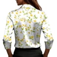 thumbnail image 6 of 3/4 Length Sleeve Womens Tops Satin Vintage Floral Print Shirts Lapel Collar V Neck Blouses Silky Dressy T-Shirt Business Casual Outfits Going Out Tops 2026 Spring Summer Top, 6 of 6