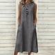 thumbnail image 1 of TaTaai Women's Loose Fit Slip Dress Solid Color Sleeveless V-Neck Linen Feel Button Front Casual Maxi Dress Summer Pocket Detail Gift, 1 of 7