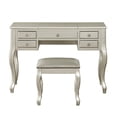 thumbnail image 2 of Poundex Furniture Wood Vanity Set with Stool and Mirror in Silver, 2 of 4
