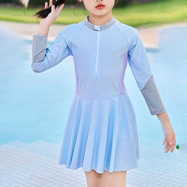 Odeerbi 2-8 Años Niñas Manga Larga Rash Guard Trajes de Baño Playa Una Pieza Entrenamiento Atlético Vestido de Baño Surf