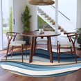 thumbnail image 3 of Round Rugs 5Ft, Blue Beige Ombre Round Area Rug Washable Indoor Throw Carpet, Aesthetics Abstract Geometric Modern Soft Non Slip Circle Rug for Cabinet Bathroom Home Decor Aesthetic, 3 of 8