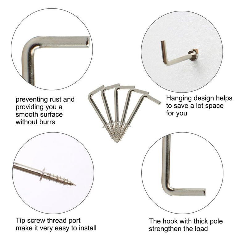 Uxcell Cup Hooks Screw-in Wall 1 Inch Metal Thread Square Hooks
