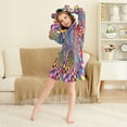 thumbnail image 3 of FORMRS Niños Bathrobe Unisex Hooded Robe Soft Plush Pajamas Sleepwear, Size 10-12T, Colorful Wavy Plaid, 3 of 7