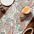 thumbnail image 2 of Paisley Flower Cotton Linen Table Runner for Dining Kitchen, Spring Watercolor Floral Leaf Plant Orange Wedding Outdoor Party Tablerunners, Dresser Scarf Coffee Tablecloth Runners 13x60 Inches, 2 of 8