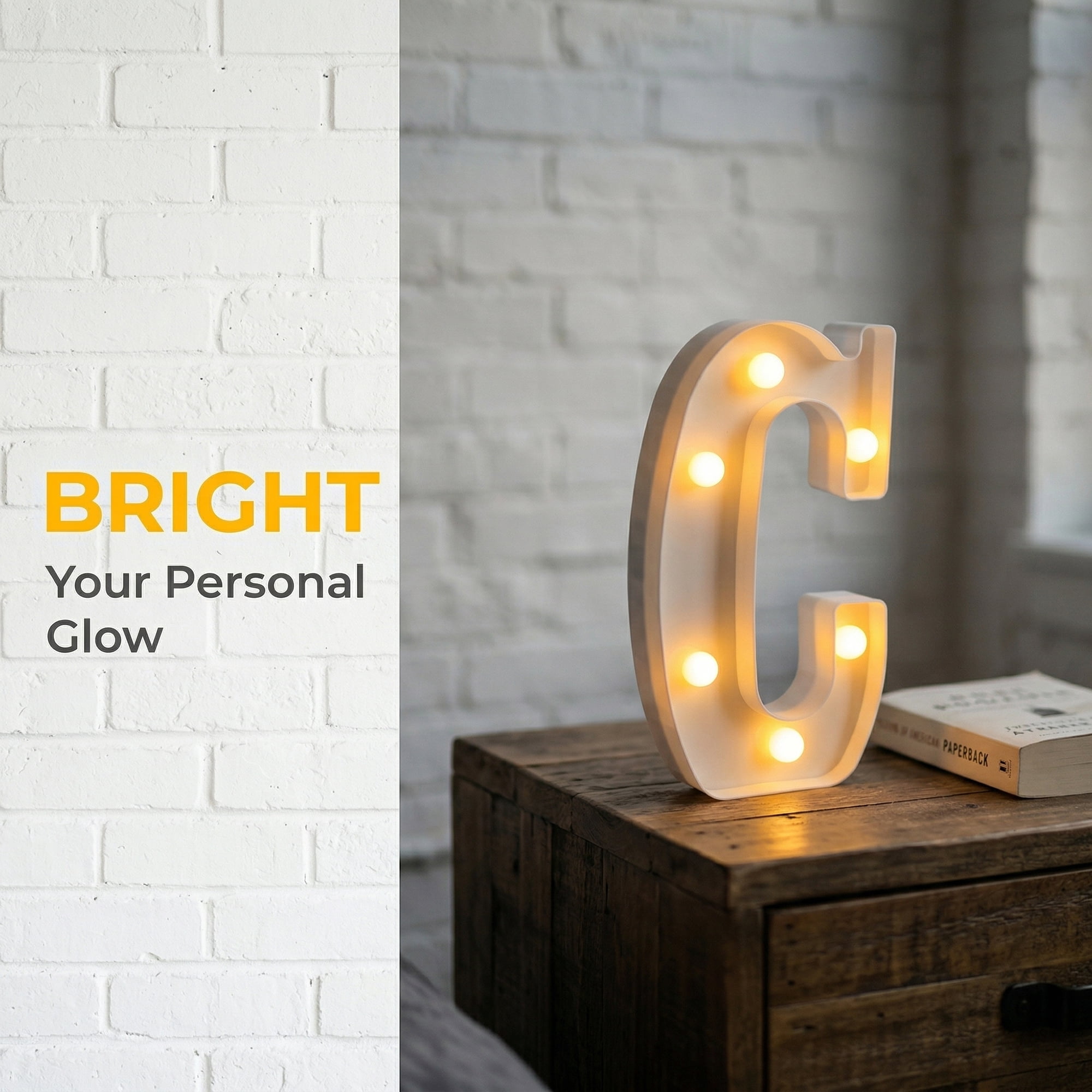 Unique Bargains Marquee Letters With Lights LED Light Up Signs Letter C 5.5"L x 1.3"W x 8.1"H