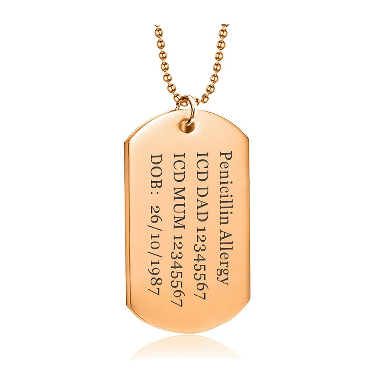 Gold medical alert dog tags discount