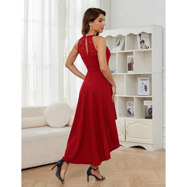 halter cocktail dress knee length Lace Bbonlinedress Women's Halter Lace Cocktail Prom Dress – Vintage Homecoming Wedding Guest Gown brand-Babyletto