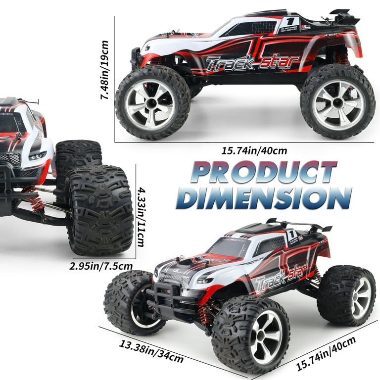 1:10 Large Remote Control Truck with Lights, Fast Short Course RC Car, 48 km/h 4x4 Off-Road Hobby Grade Toy Monster Crawler Electric Vehicle with 2 1:10 Large Remote Control Truck with Lights, Fast Short Course RC Car, 48 km/h 4x4 Off-Road Hobby Grade Toy Monster Crawler Electric Vehicle with 2