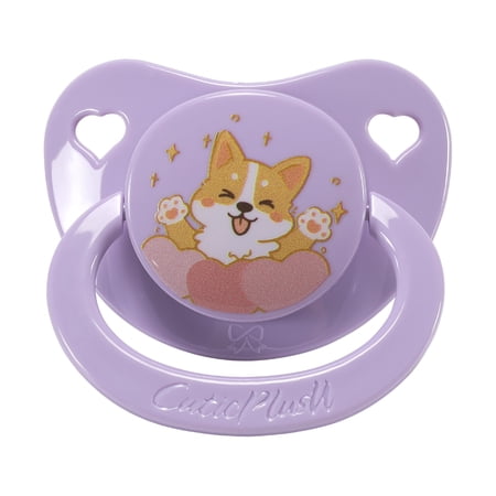 CutiePlusU Adult Sized Pacifier Big Shield Dummy Printed Soother BPA Free Cute Corgi Purple