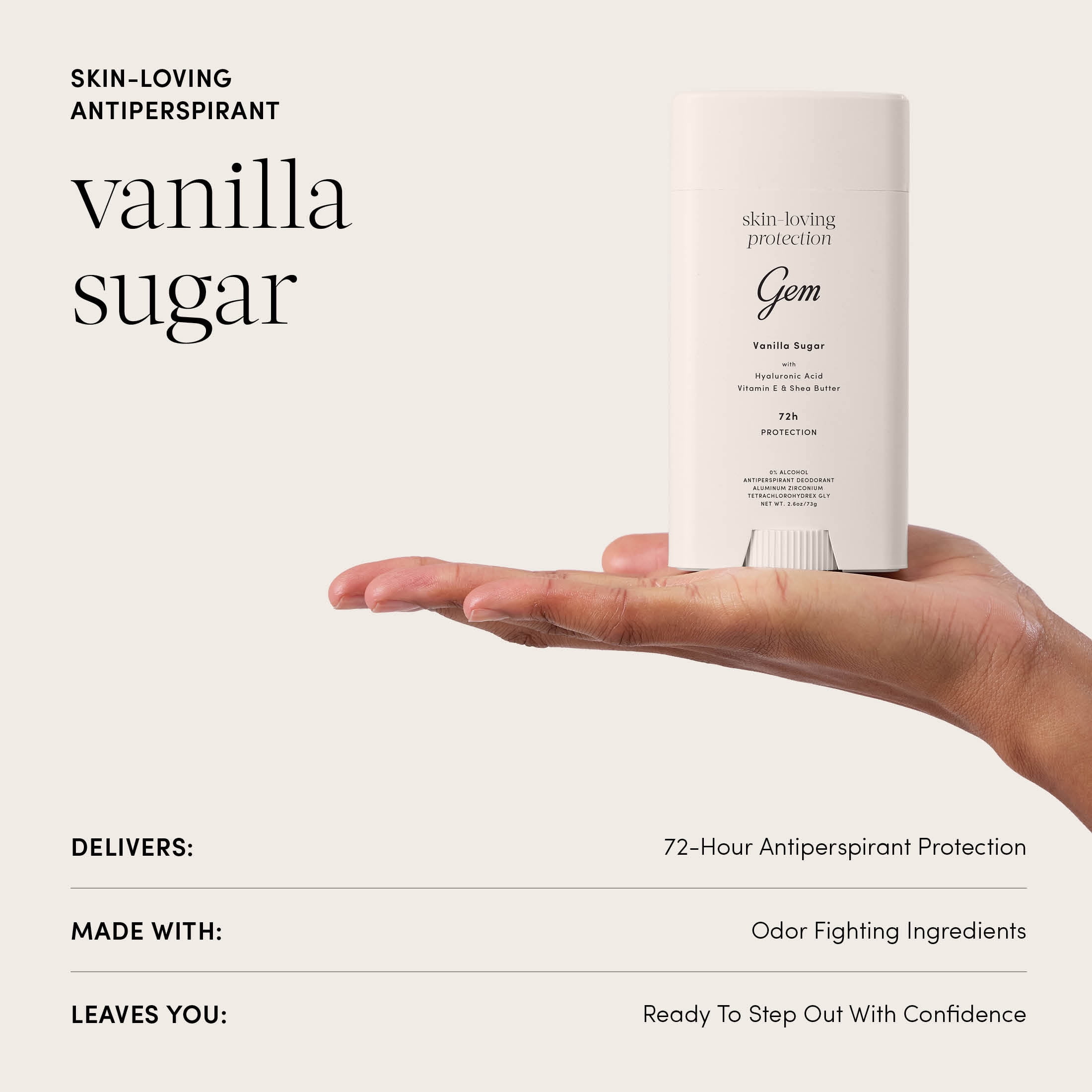Gem Skin-Loving 72hour Protection Antiperspirant Deodorant Stick: Vanilla Sugar 2.6 oz