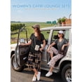thumbnail image 4 of Chiclily Women's Lounge Set Short Sleeve Shirt and Wide Leg Capri Pants Sweatsuit with Pockets 2 Piece Pajamas Set, Size XL, 4 of 9