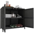 thumbnail image 1 of Outsunny Wicker Outdoor Storage Cabinet with 2 Magnetic Doors, Dark Grey, 1 of 10