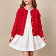 thumbnail image 5 of Busydd Girls Knit Cardigan Sweater 0-6 Years Trendy Comfy Button Down Round Neck Cardigans Casual Long Sleeve Open Front Outerwear 0-1 Years, 5 of 10