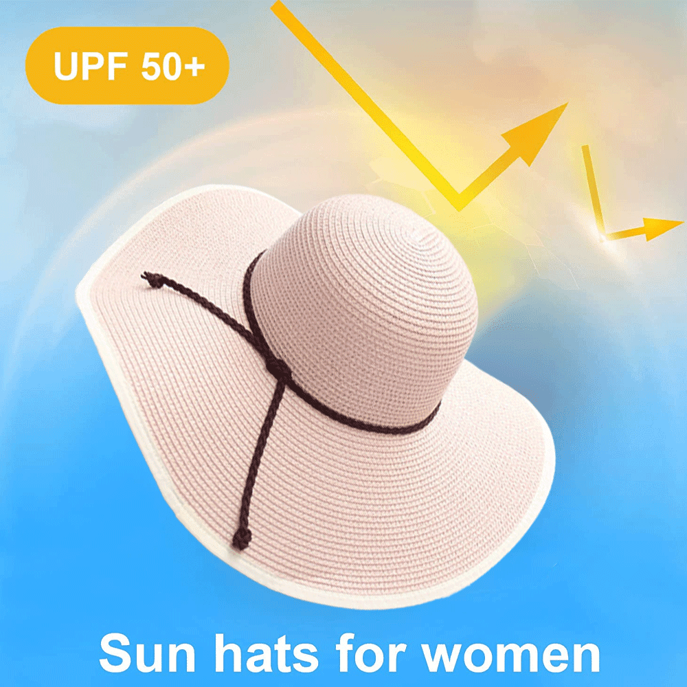 Sun hat, sunscreen, straw hat, summer vacation and leisure, all-match beach  big brimmed hat, sun hat - Nude powder