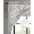 thumbnail image 2 of Beige Boho Floral Swag Valances for Windows, Small Curtains Drapes, Medieval Vintage Ethnic Flower Abstract Kitchen Window Curtains Over Sink Window Treatment Valance for Bedroom/Bathroom 56"x36", 2 of 5