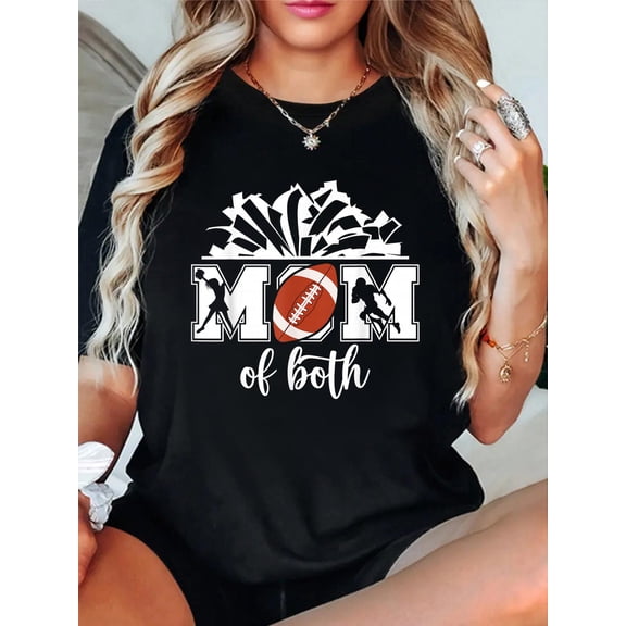 Mom of Both Proud Cheer and Football Mom T-Shirt