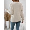thumbnail image 2 of Floral Embroidery Sweater,Long Sleeve Tops Knit Pullover Fall Winter Sweater, 2 of 6