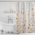 thumbnail image 2 of Shower Curtain Bathroom Set Country Colorful Flower Leaves on Vintage Waterproof Fabric Shower Curtains with Grommets&Hooks, Summer Floral Privacy Bath Curtain for Bathtub 60x72in, 2 of 9