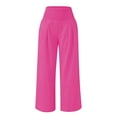 thumbnail image 4 of Coerni Teen Girls Capri Pants Casual Cotton Linen Wide Leg High Waisted Sweatpants Kids Y2K Palazzo Athletic Soft Trousers, 4 of 4