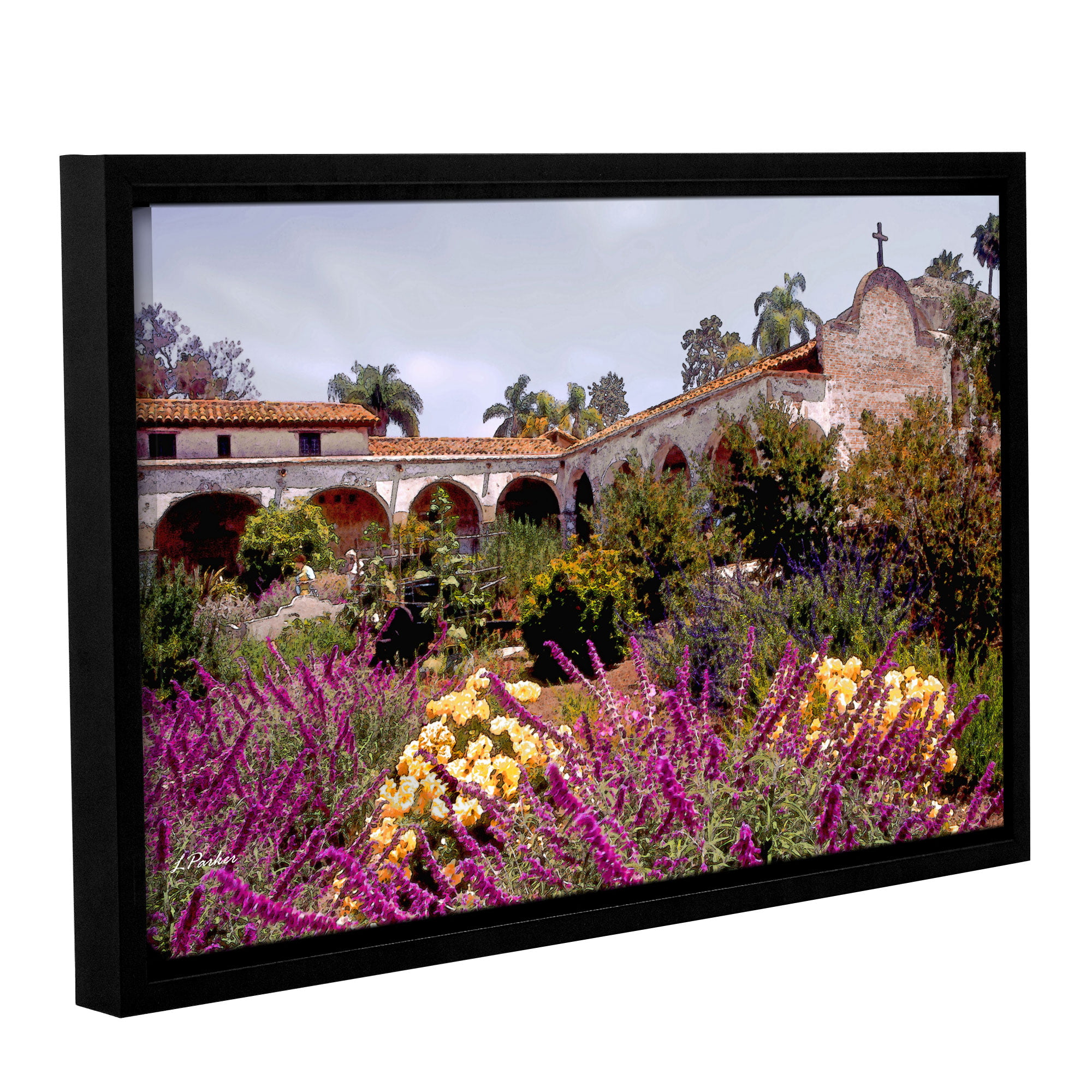 ArtWall Gardens of Mission San Juan Capistrano Gallery Wrapped Canvas Art by Linda Parker 14 by 18-Inch 
