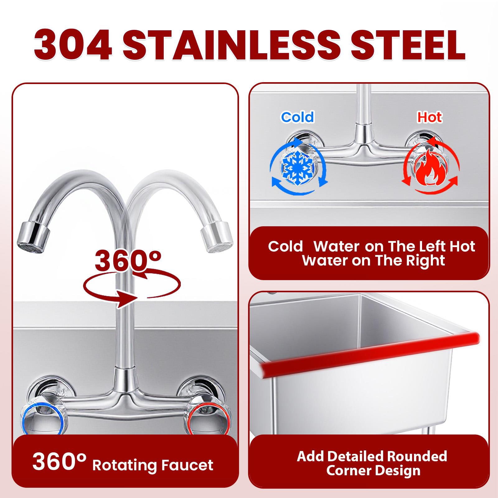 Home Utility Heavy Duty Laundry Garage Sink,  Freestanding Laundry Sink for Garage or Kitchen, Indoor Outdoor Utility Tub with Pull-Out Faucet, Towel Bar, 27.56” D*27” W*56.7” H
