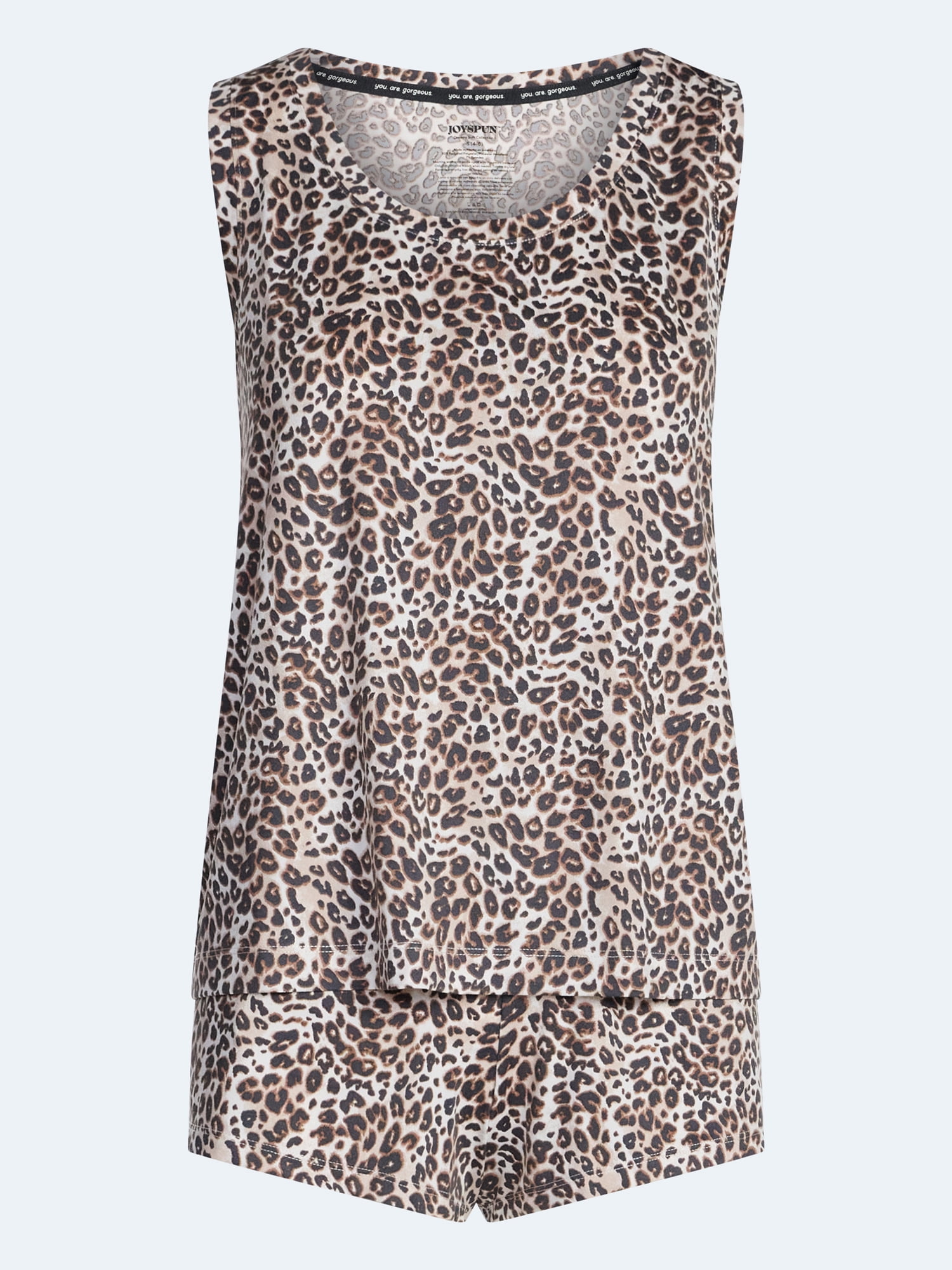 Joyspun Women's Tank Top and Shorts Pajama Set, 2-Piece, Sizes XS-3X