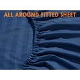 thumbnail image 3 of Top Split Queen 30" x 80" Bed Sheet Set for Adjustable Bed- 100% Cotton 15" Deep Pocket Top Split 5 PC Sheet Set- 400 Thread Count, Hotel Luxury Soft Sheets (Navy Blue Stripe), 3 of 6